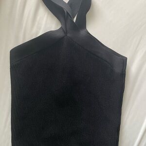 Aritzia Black Ribbed Cut Out Halter Top